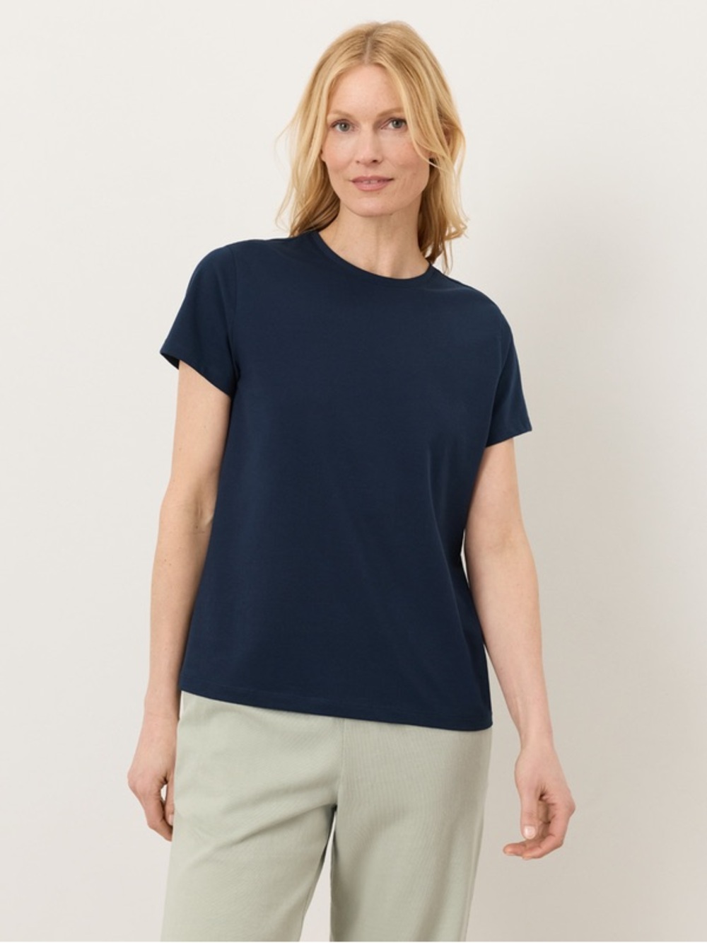 Pact Organic Luxe Essential Navy Short-Sleeve Crewneck Tee - Women